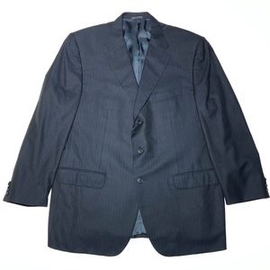 Corneliani Super 150 Wool Silk Stripe Navy Blazer